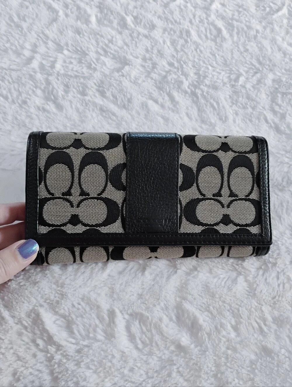Coach Signature Canvas Checkbook Wallet